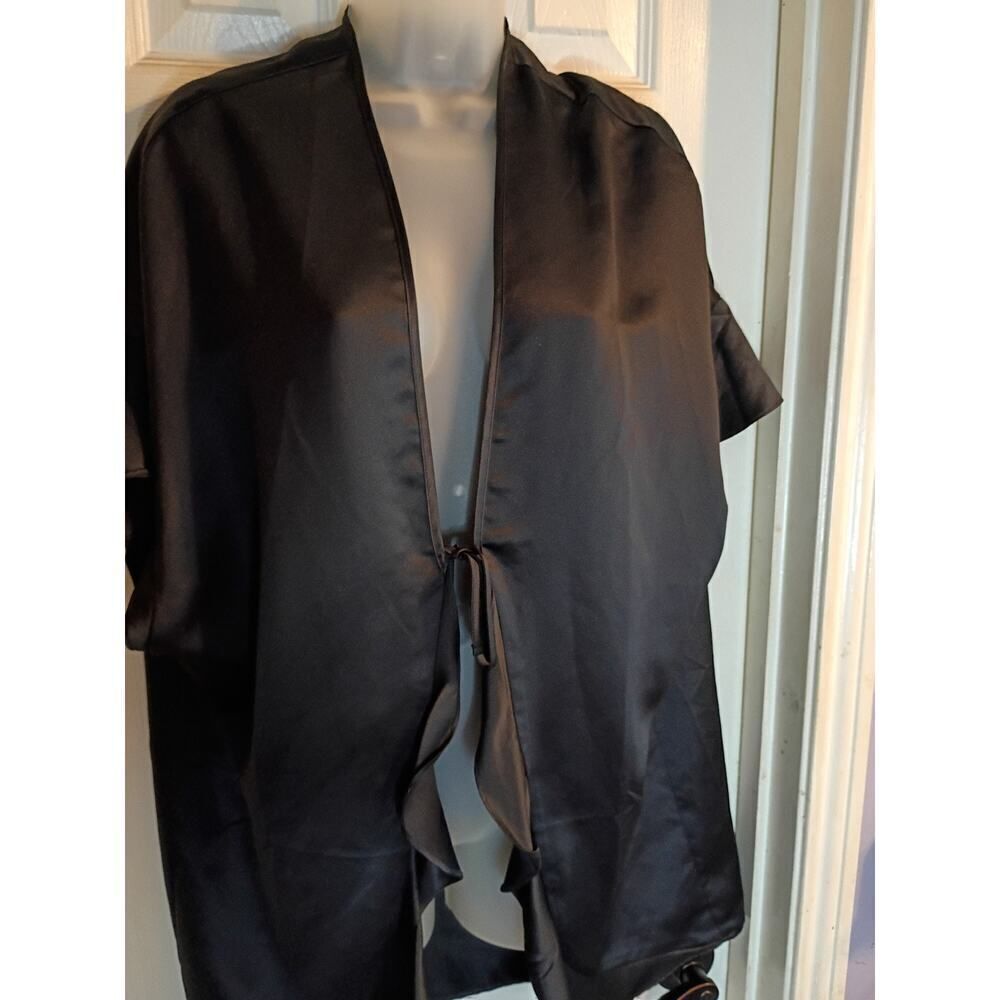 Victoria Secret Short Robe Black One Size Tie Front New